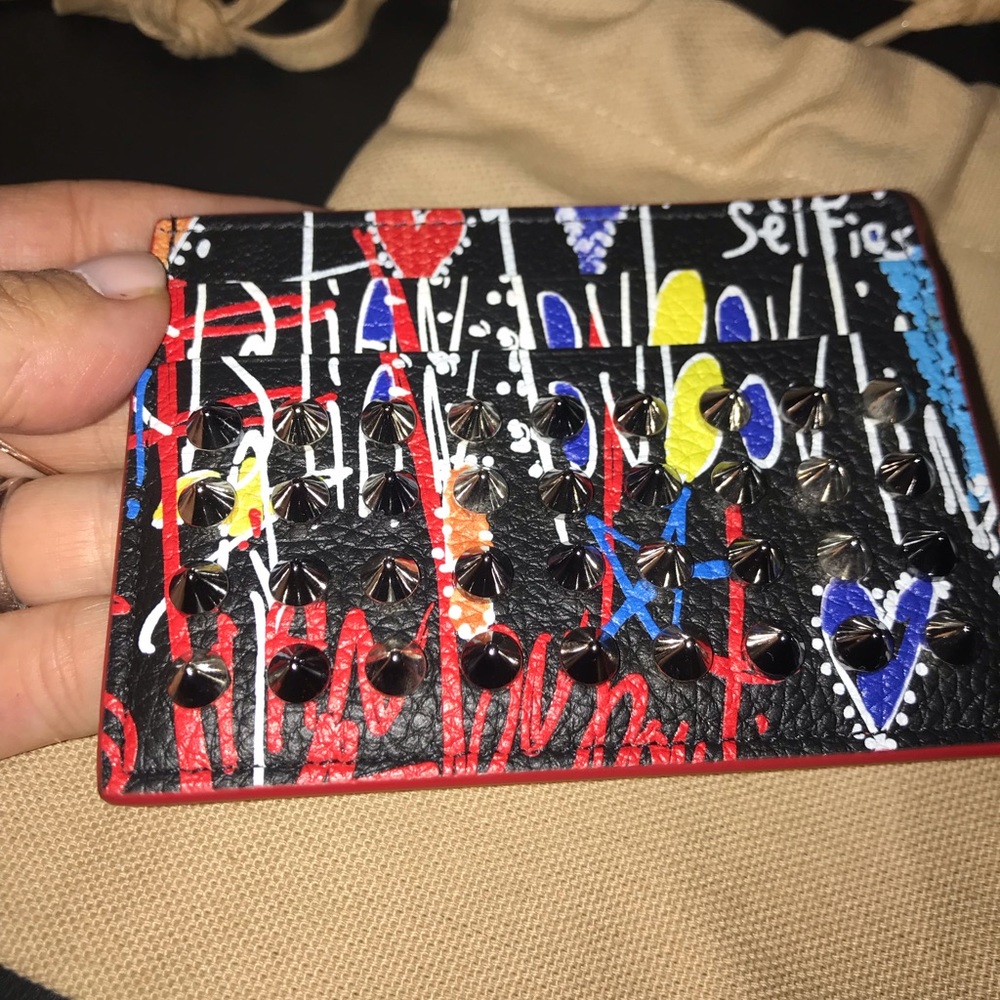 Christian Louboutin Spike Embellished Card Holder - Picture 2 of 6